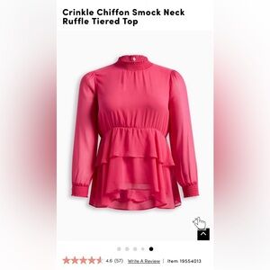Torrid Crinkle Chiffon Smock Neck Ruffle Tiered Top